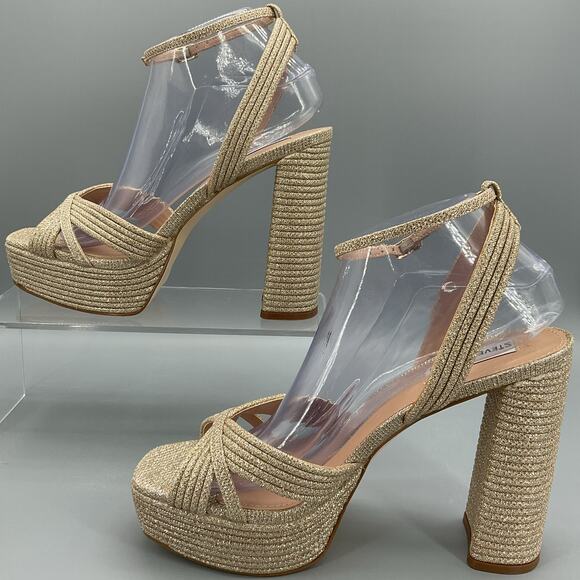 NEW Steve Madden Women’s Laurel Platform Sandals Gold Size 9M - Picture 2 of 10
